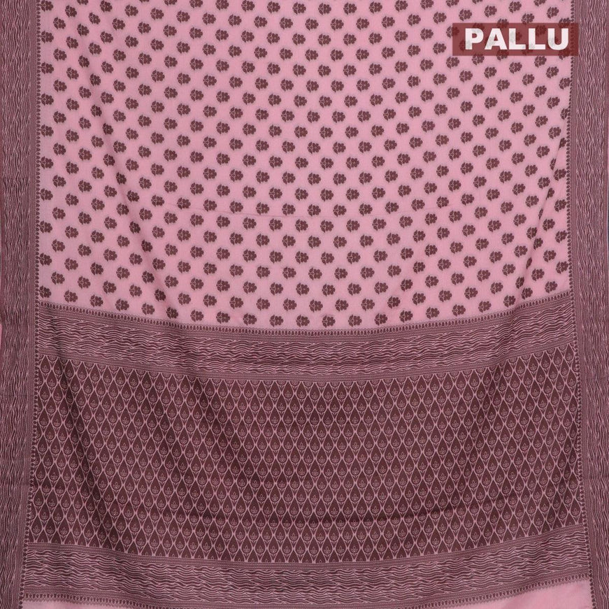 Semi crepe saree pastel pink with allover thread woven buttas and thread woven border - {{ collection.title }} by Prashanti Sarees