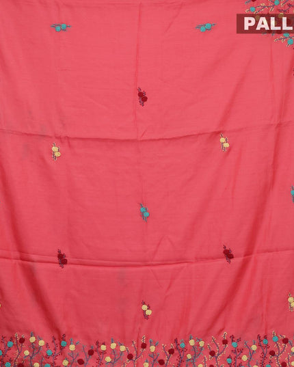 Semi crepe saree pink shade with embroidery work - {{ collection.title }} by Prashanti Sarees