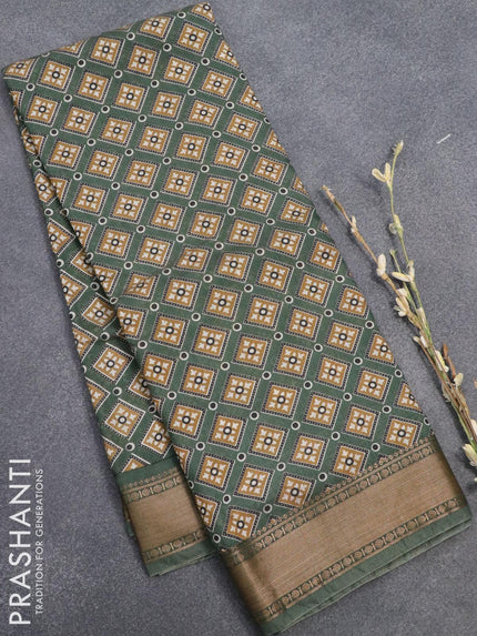 Semi gadwal saree green shade with allover prints and zari woven border - {{ collection.title }} by Prashanti Sarees