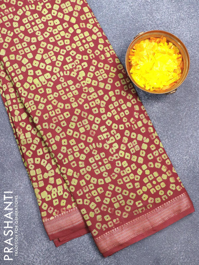 Semi gadwal saree maroon with allover bandhani prints and zari woven border - {{ collection.title }} by Prashanti Sarees