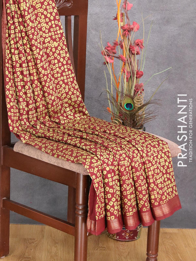 Semi gadwal saree maroon with allover bandhani prints and zari woven border - {{ collection.title }} by Prashanti Sarees