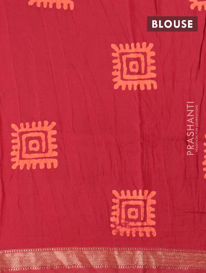 Semi gadwal saree maroon with allover batik prints and zari woven border - {{ collection.title }} by Prashanti Sarees