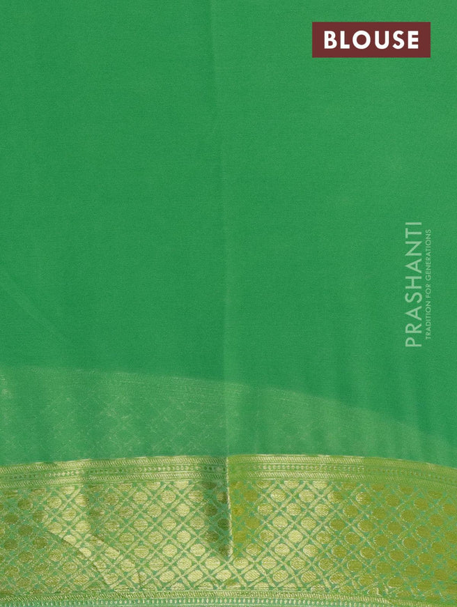 Semi georgette saree green shade with allover floral zari woven buttas and zari woven border - {{ collection.title }} by Prashanti Sarees