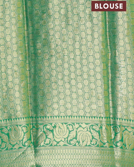 Semi georgette saree green with allover floral zari woven buttas and floral zari woven border - {{ collection.title }} by Prashanti Sarees