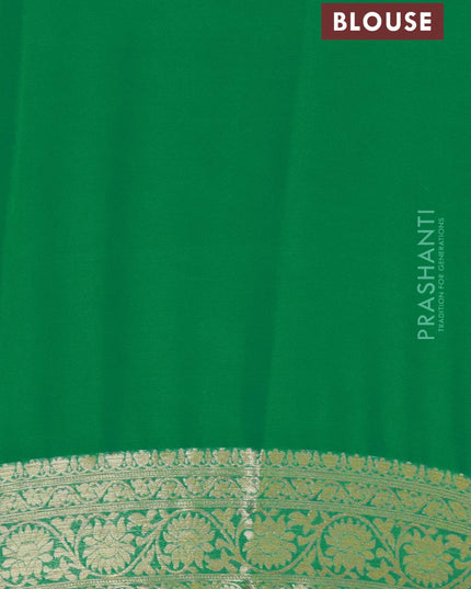Semi georgette saree green with allover zari weaves and floral zari woven border - {{ collection.title }} by Prashanti Sarees