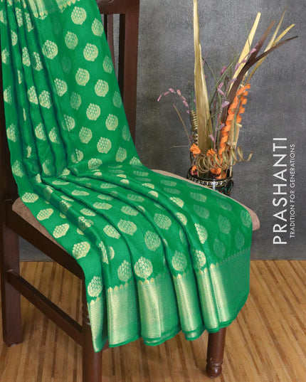 Semi georgette saree green with allover zari woven buttas and zari woven border - {{ collection.title }} by Prashanti Sarees