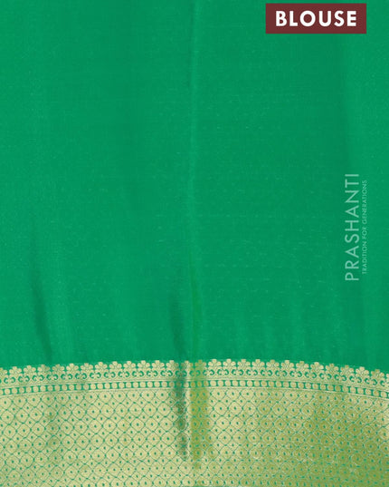 Semi georgette saree green with zari woven floral buttas and zari woven border - {{ collection.title }} by Prashanti Sarees