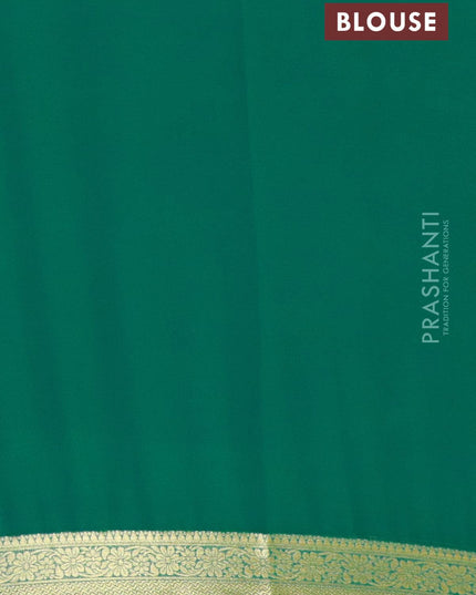 Semi georgette saree peacock green with allover zari woven tree buttas and zari woven border - {{ collection.title }} by Prashanti Sarees
