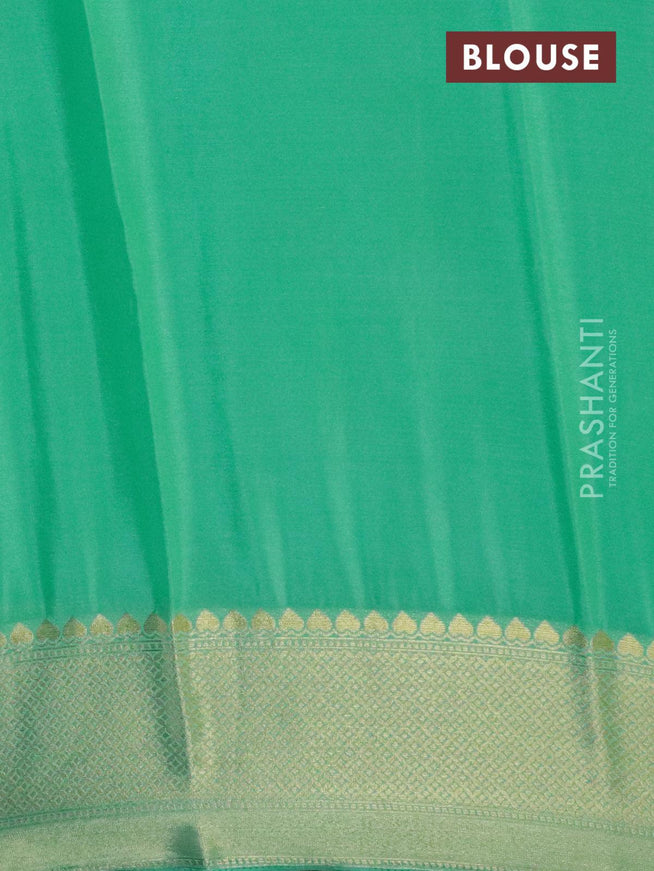 Semi georgette saree teal green shade with allover zari woven buttas and zari woven border - {{ collection.title }} by Prashanti Sarees