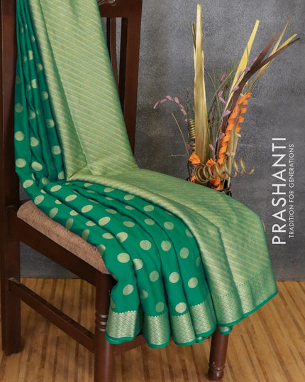Semi georgette saree teal green with allover zari woven buttas and zari woven border - {{ collection.title }} by Prashanti Sarees