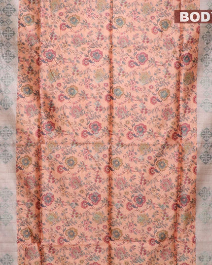 Semi jute silk saree orange and beige with allover floral prints woven buttas and woven border - {{ collection.title }} by Prashanti Sarees