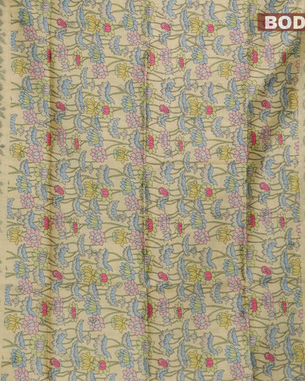 Semi jute silk saree sandal with allover pichwai prints and woven border - {{ collection.title }} by Prashanti Sarees