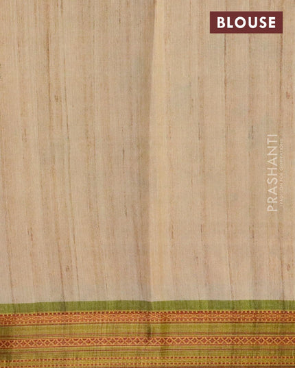 Semi linen saree beige and brown with allover prints and simple border - {{ collection.title }} by Prashanti Sarees