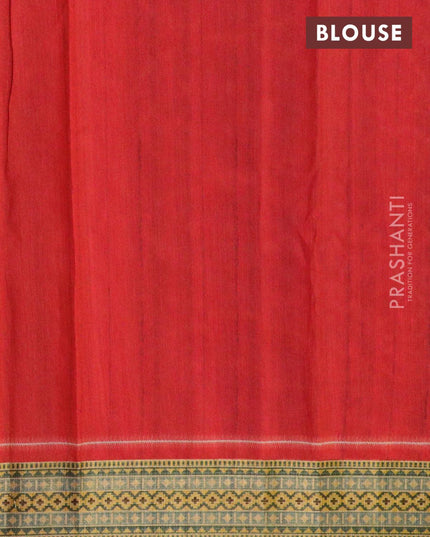 Semi linen saree grey and red with allover prints and simple border - {{ collection.title }} by Prashanti Sarees