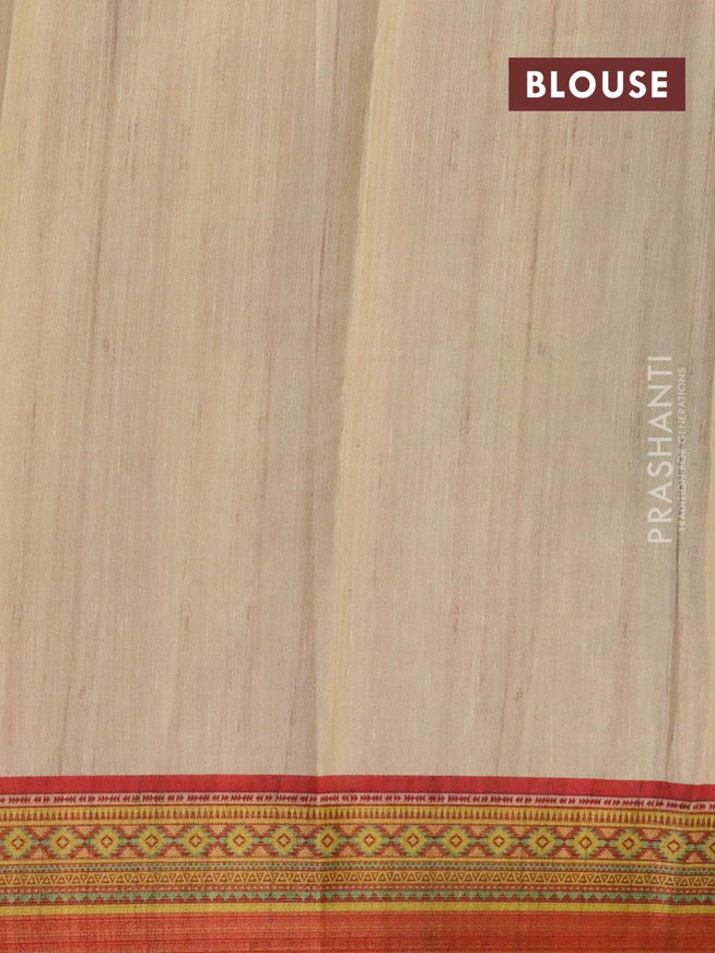 Semi linen saree grey shade and red with allover floral prints and simple border - IVO1596 - {{ collection.title }} by Prashanti Sarees