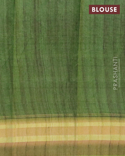 Semi linen saree multi colour and green with allover leaf prints and simple border - {{ collection.title }} by Prashanti Sarees