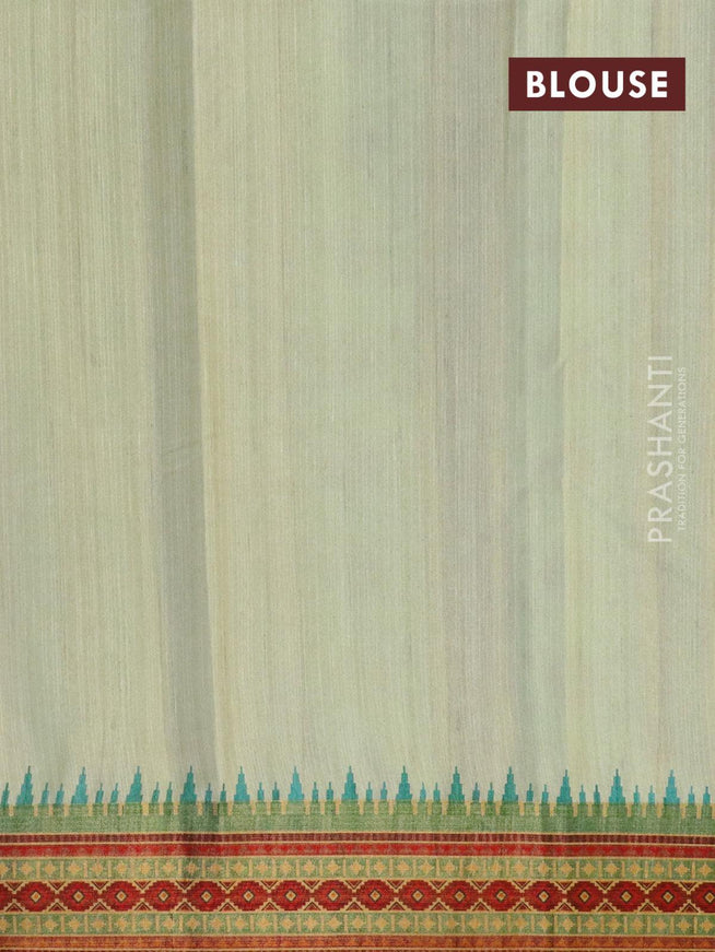 Semi linen saree pastel green shade with allover prints and simple border - {{ collection.title }} by Prashanti Sarees
