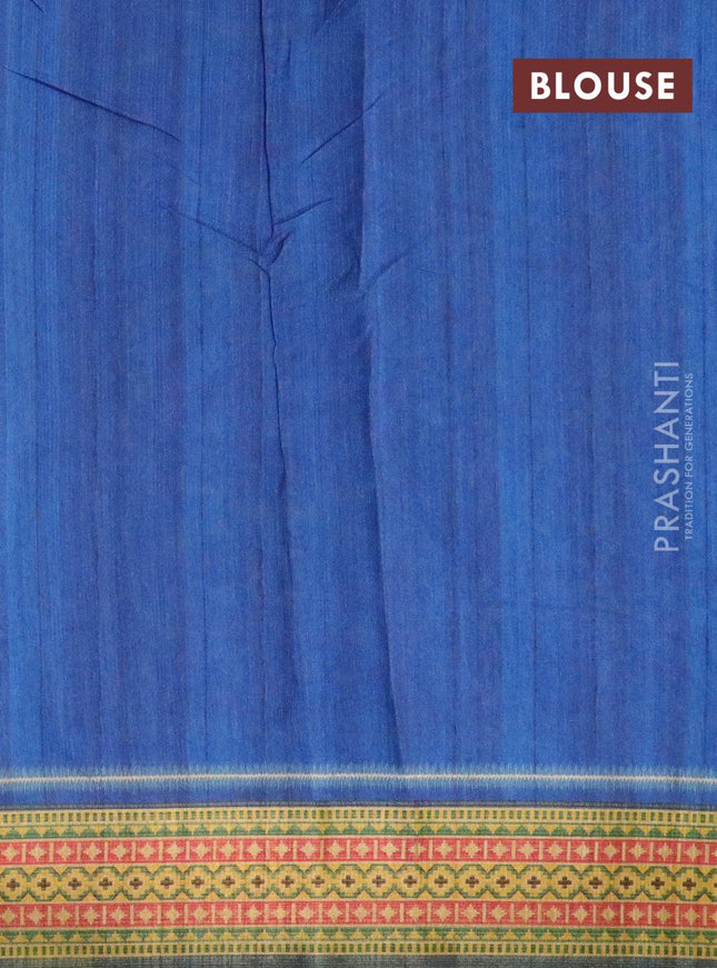Semi linen saree peach and blue with allover prints and simple border - {{ collection.title }} by Prashanti Sarees