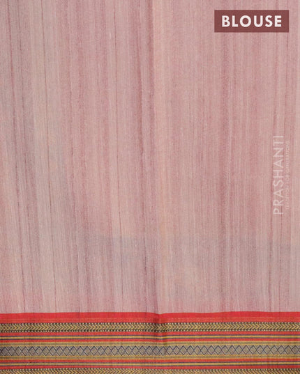 Semi linen saree peach pink and red with allover bandhani prints and simple border - IVO1423 - {{ collection.title }} by Prashanti Sarees