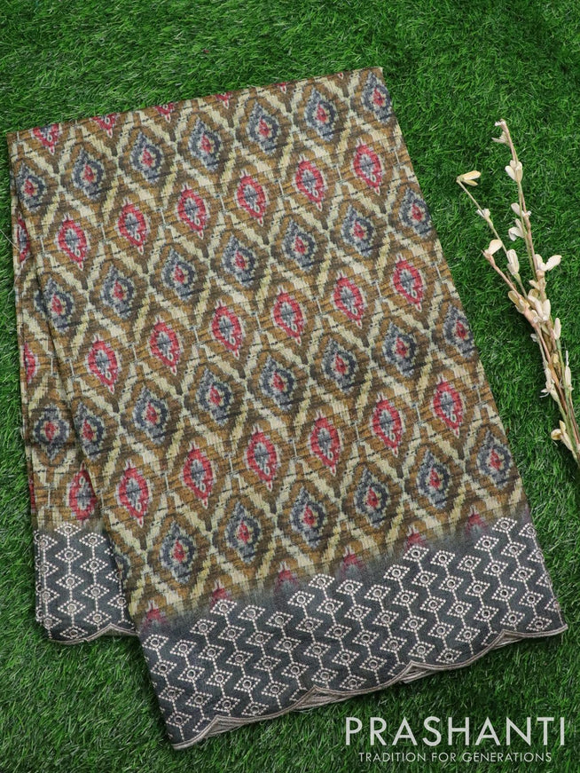 Semi matka saree multi colour and grey with allover butta prints and cut work embroidery border - {{ collection.title }} by Prashanti Sarees