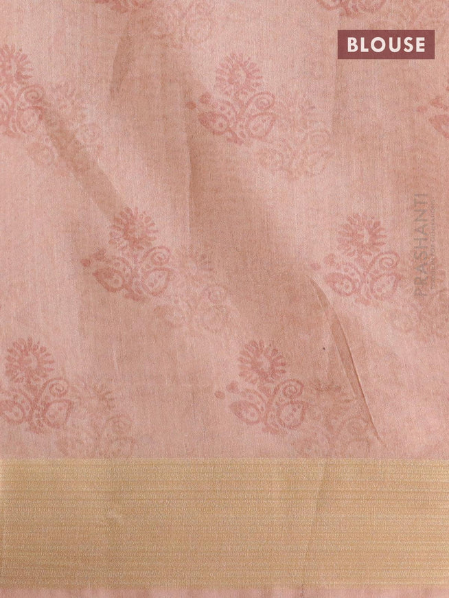 Semi matka saree peach shade with allover butta prints and zari woven border - {{ collection.title }} by Prashanti Sarees