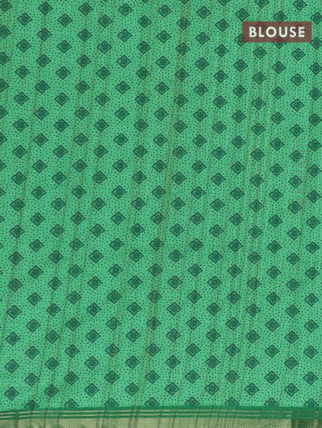 Semi matka silk saree green with allover floral prints and small zari woven border - {{ collection.title }} by Prashanti Sarees