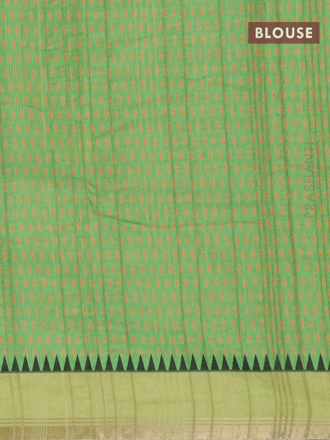 Semi matka silk saree light green with allover ikat prints and small zari woven border - {{ collection.title }} by Prashanti Sarees