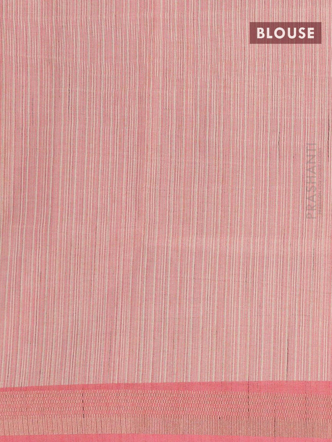 Semi matka silk saree peach pink and grey shade with allover prints and zari woven border - {{ collection.title }} by Prashanti Sarees