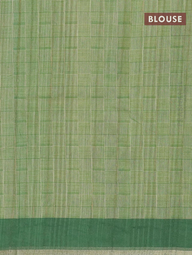 Semi matka silk saree pista green and green with allover floral butta prints and small zari woven border - {{ collection.title }} by Prashanti Sarees