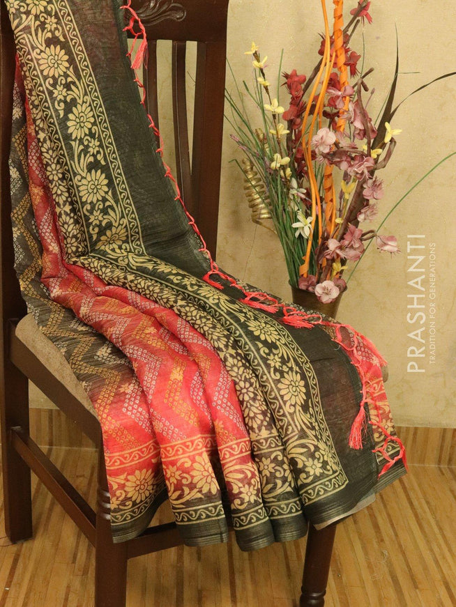 Semi organza saree pink with all over prints and printed border - {{ collection.title }} by Prashanti Sarees