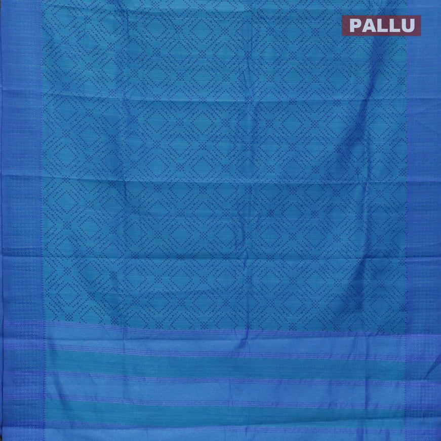 Semi raw silk saree cs blue with allover geometric prints and woven border - {{ collection.title }} by Prashanti Sarees