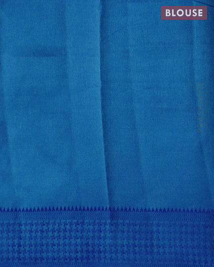 Semi raw silk saree cs blue with allover geometric prints and woven border - {{ collection.title }} by Prashanti Sarees