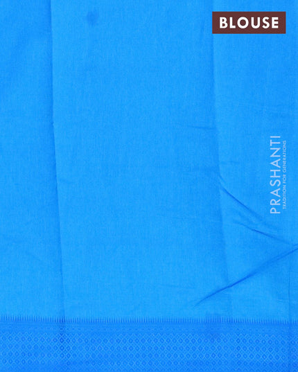 Semi raw silk saree cs blue with allover prints and woven border - {{ collection.title }} by Prashanti Sarees