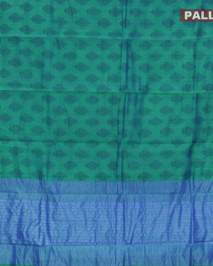 Semi raw silk saree dual shade of green and cs blue with butta prints and woven border - {{ collection.title }} by Prashanti Sarees