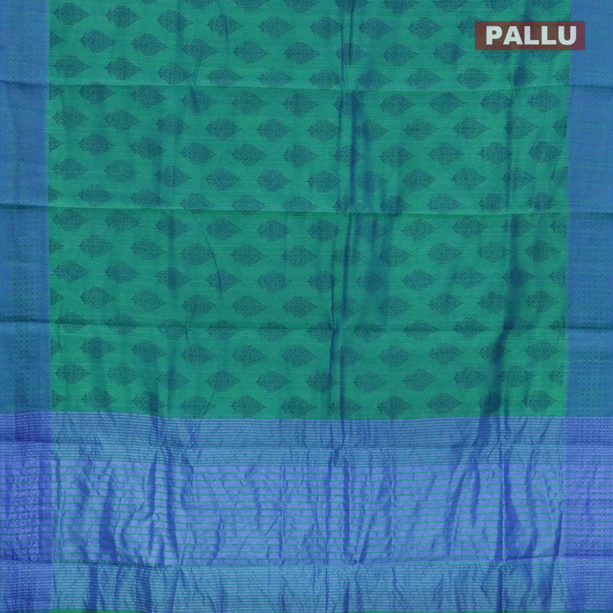 Semi raw silk saree dual shade of green and cs blue with butta prints and woven border - {{ collection.title }} by Prashanti Sarees