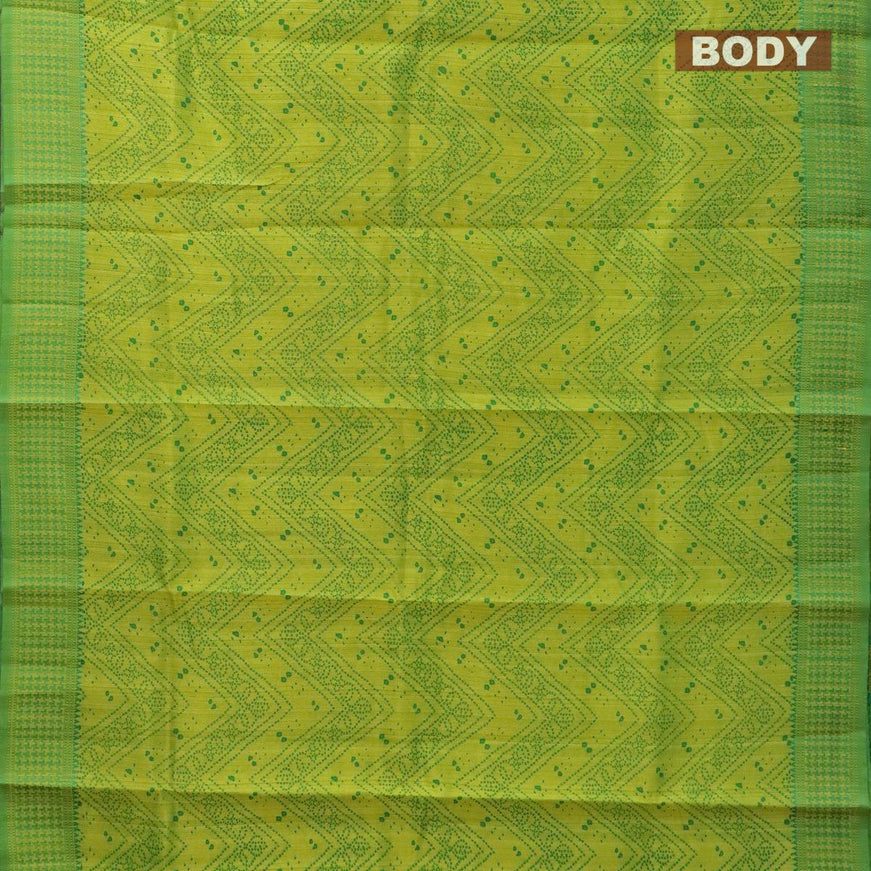 Semi raw silk saree dual shade of light green and green with allover bandhani prints and woven border - {{ collection.title }} by Prashanti Sarees