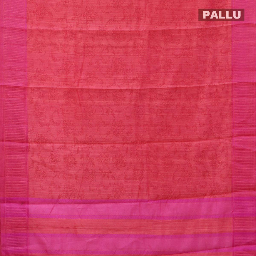 Semi raw silk saree dual shade of pink and pink with allover floral prints and woven border - {{ collection.title }} by Prashanti Sarees