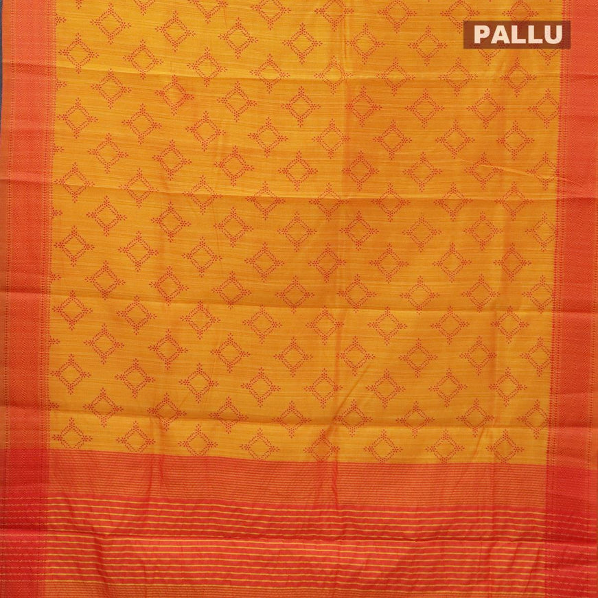 Semi raw silk saree dual shade of yellowish red and red with allover butta prints and woven border - {{ collection.title }} by Prashanti Sarees