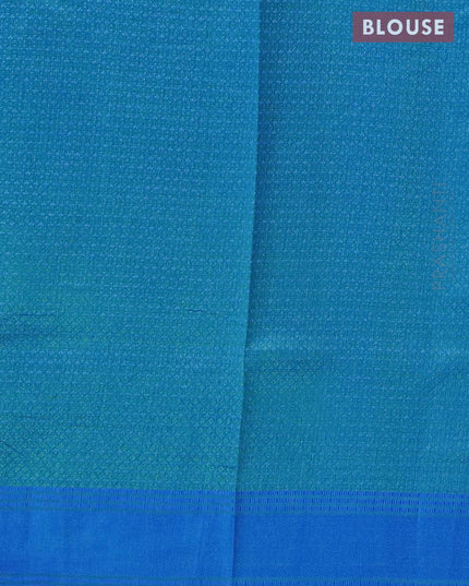 Semi raw silk saree green shade and blue with geometric butta prints and woven border - {{ collection.title }} by Prashanti Sarees