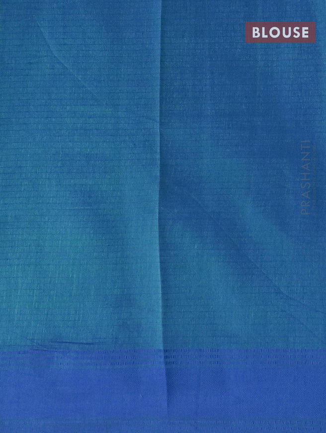 Semi raw silk saree green shade and cs blue with geometric butta prints and woven border - {{ collection.title }} by Prashanti Sarees