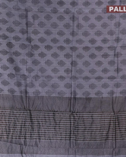 Semi raw silk saree grey with butta prints and woven border - {{ collection.title }} by Prashanti Sarees
