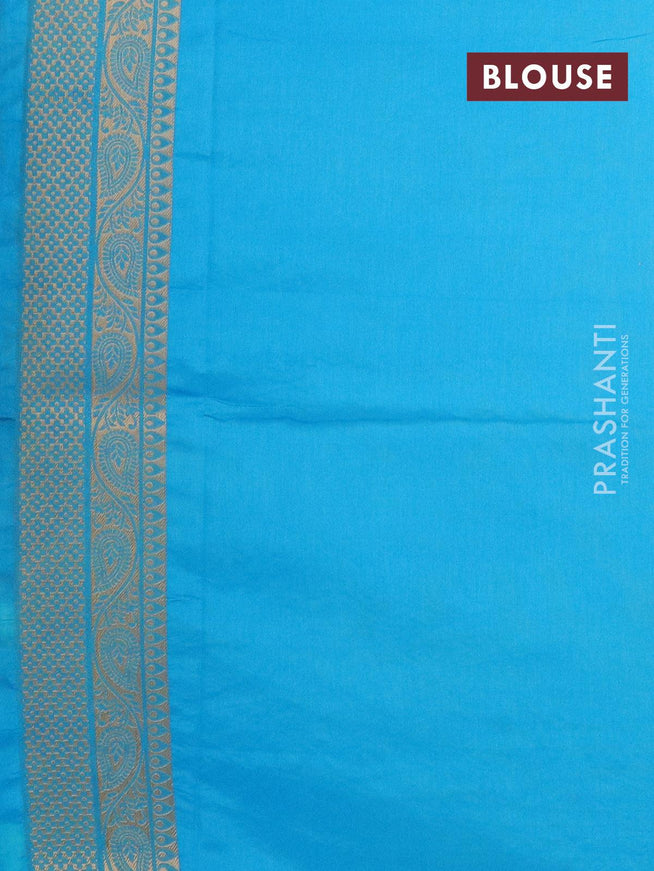 Semi raw silk saree light green and light blue with allover zari butta sequin work and zari woven border - {{ collection.title }} by Prashanti Sarees