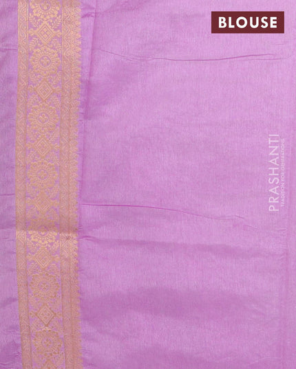 Semi raw silk saree light green and mild purple with allover zari butta sequin work and zari woven border - {{ collection.title }} by Prashanti Sarees