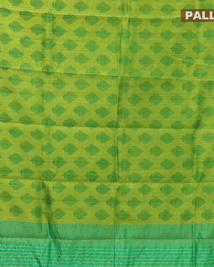 Semi raw silk saree light green with butta prints and woven border - {{ collection.title }} by Prashanti Sarees