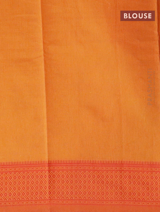 Semi raw silk saree mango yellow and red with allover floral butta prints and woven border - {{ collection.title }} by Prashanti Sarees