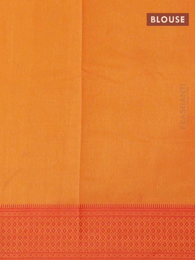 Semi raw silk saree mango yellow and red with allover prints and woven border - {{ collection.title }} by Prashanti Sarees