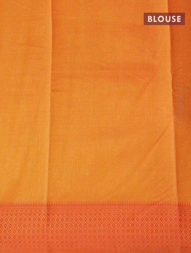Semi raw silk saree mango yellow and red with butta prints and woven border - {{ collection.title }} by Prashanti Sarees