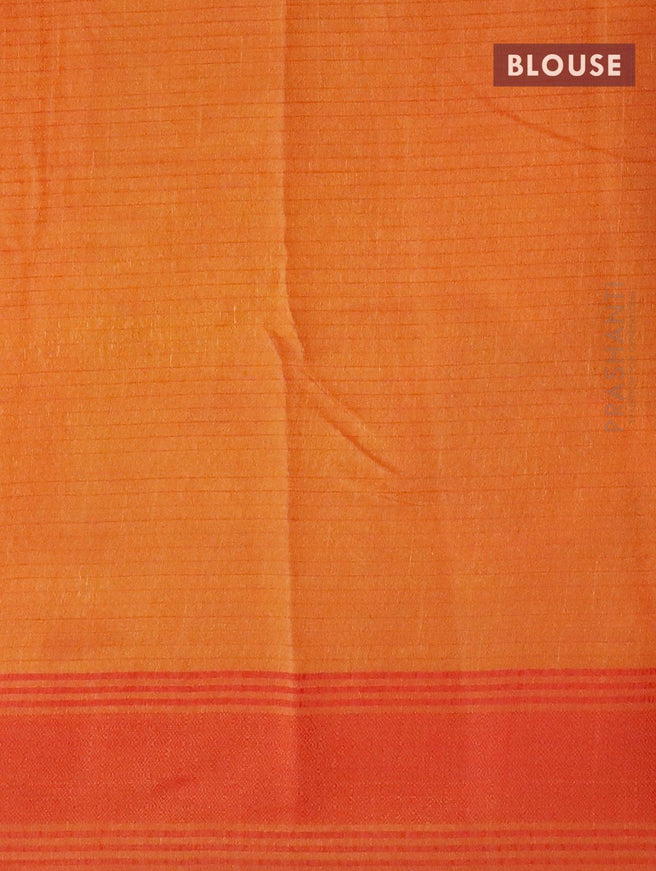 Semi raw silk saree mango yellow and red with geometric butta prints and woven border - {{ collection.title }} by Prashanti Sarees