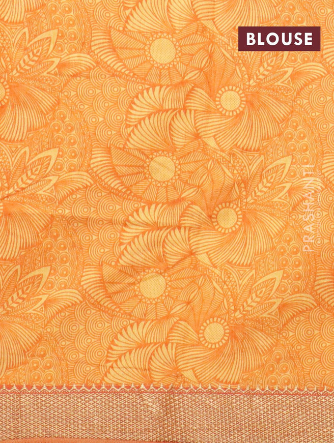 Semi raw silk saree pale orange and orange with allover prints and zari woven border - {{ collection.title }} by Prashanti Sarees