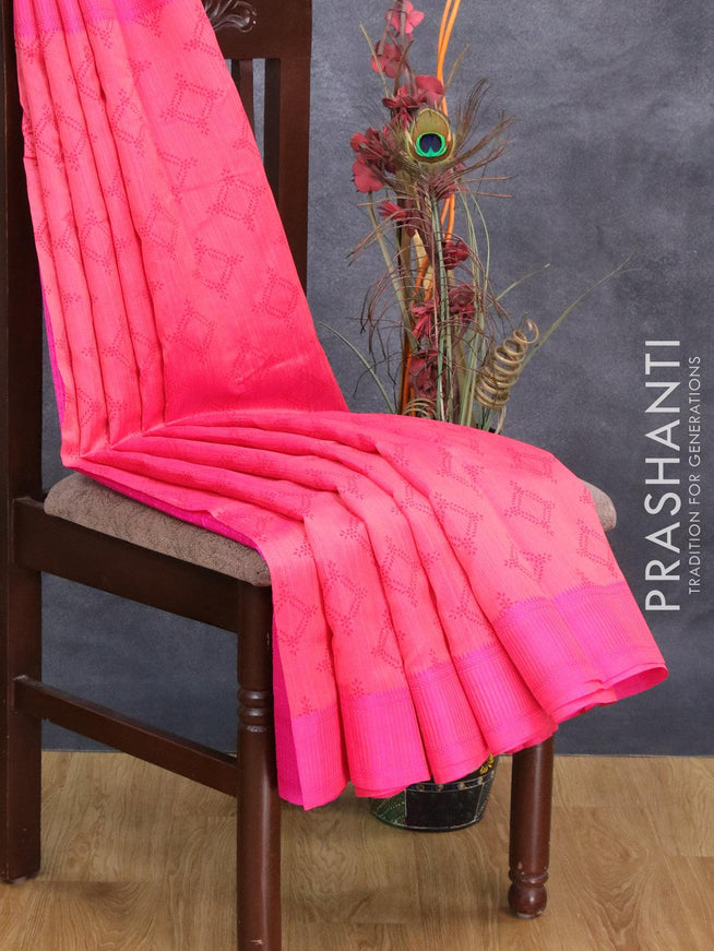 Semi raw silk saree pink shade and candy pink with allover butta prints and woven border - {{ collection.title }} by Prashanti Sarees